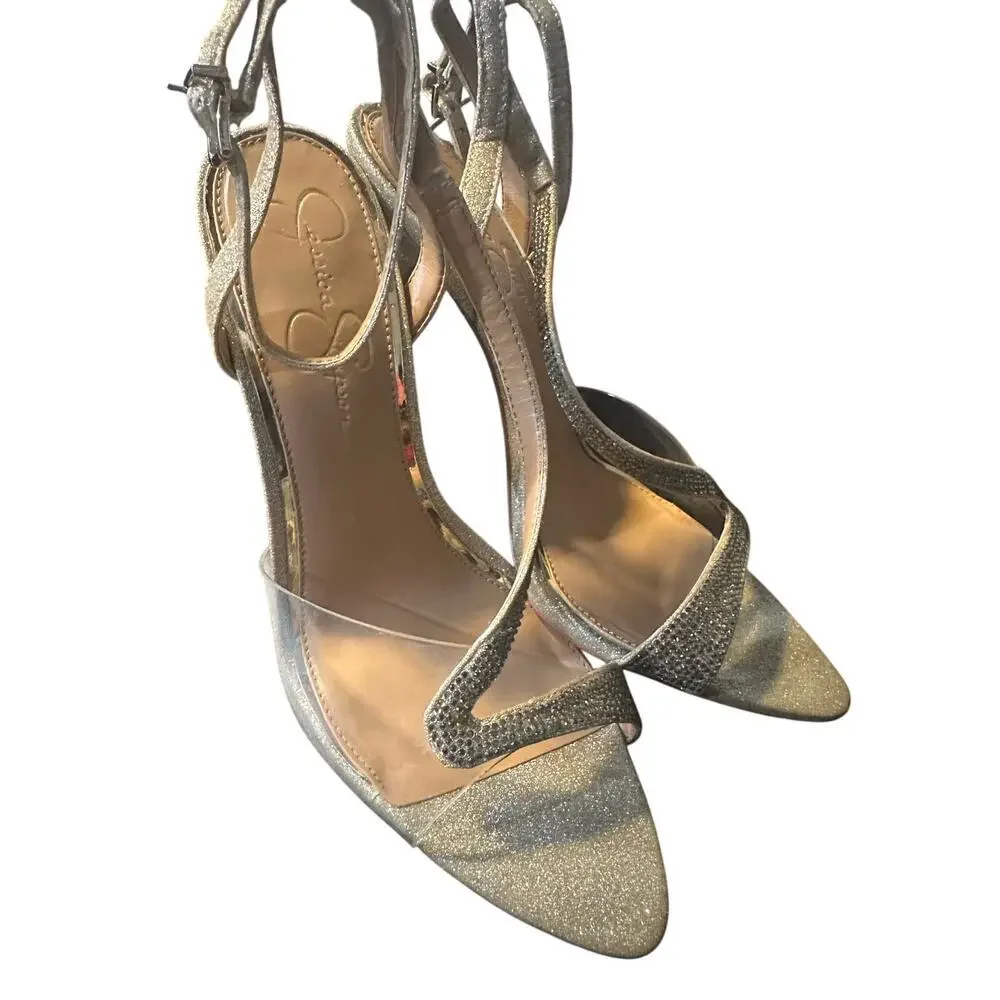 NWOT-JESSICA SIMPSON Womens Glitter Pointy Toe Stiletto Dress Sandals. Size 10M - Picture 5 of 8